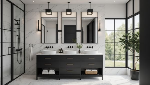 Intégrer des touches de noir mat pour sublimer votre espace bain